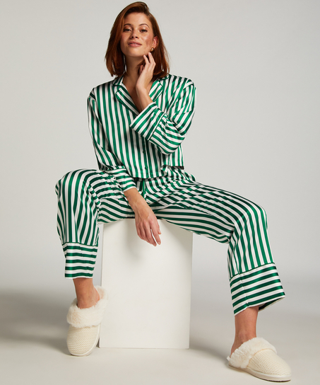 Satin Long-Sleeved Jacket, Green