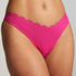 Scallop Lurex High-Leg Bikini Bottoms, Pink