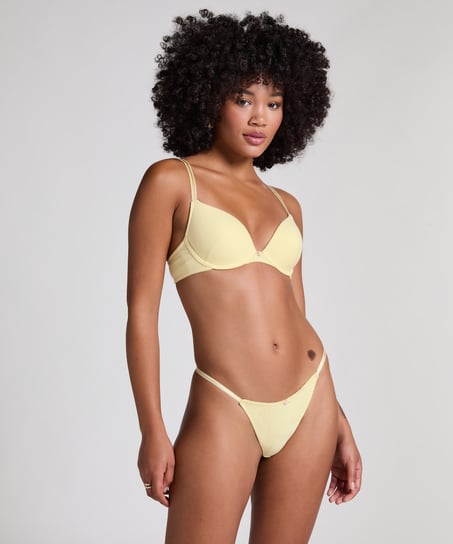 Pointelle Padded Underwired Bra, Yellow