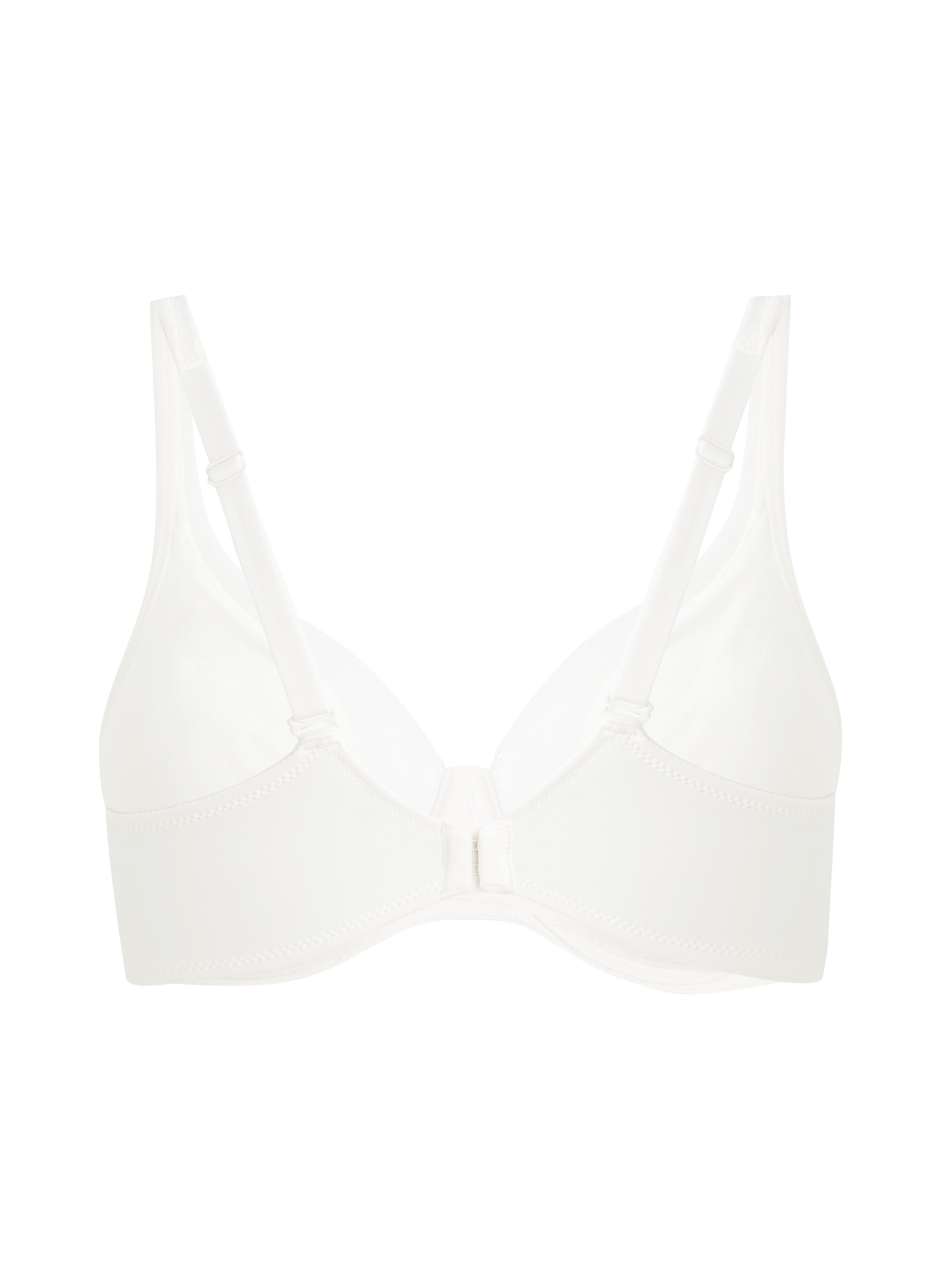 Mesh non-padded underwired bra, White, main