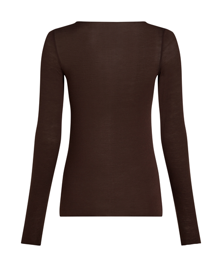 super soft Boatneck Shirt with Cashmere, Brown