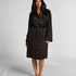 Satin Fleece Bathrobe, Black
