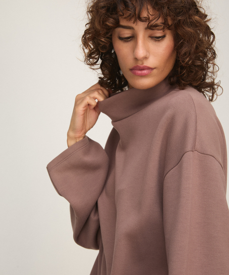 Top viscose mock neck, Brown