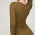 super soft Lace V-Neck shirt with Cashmere, Green