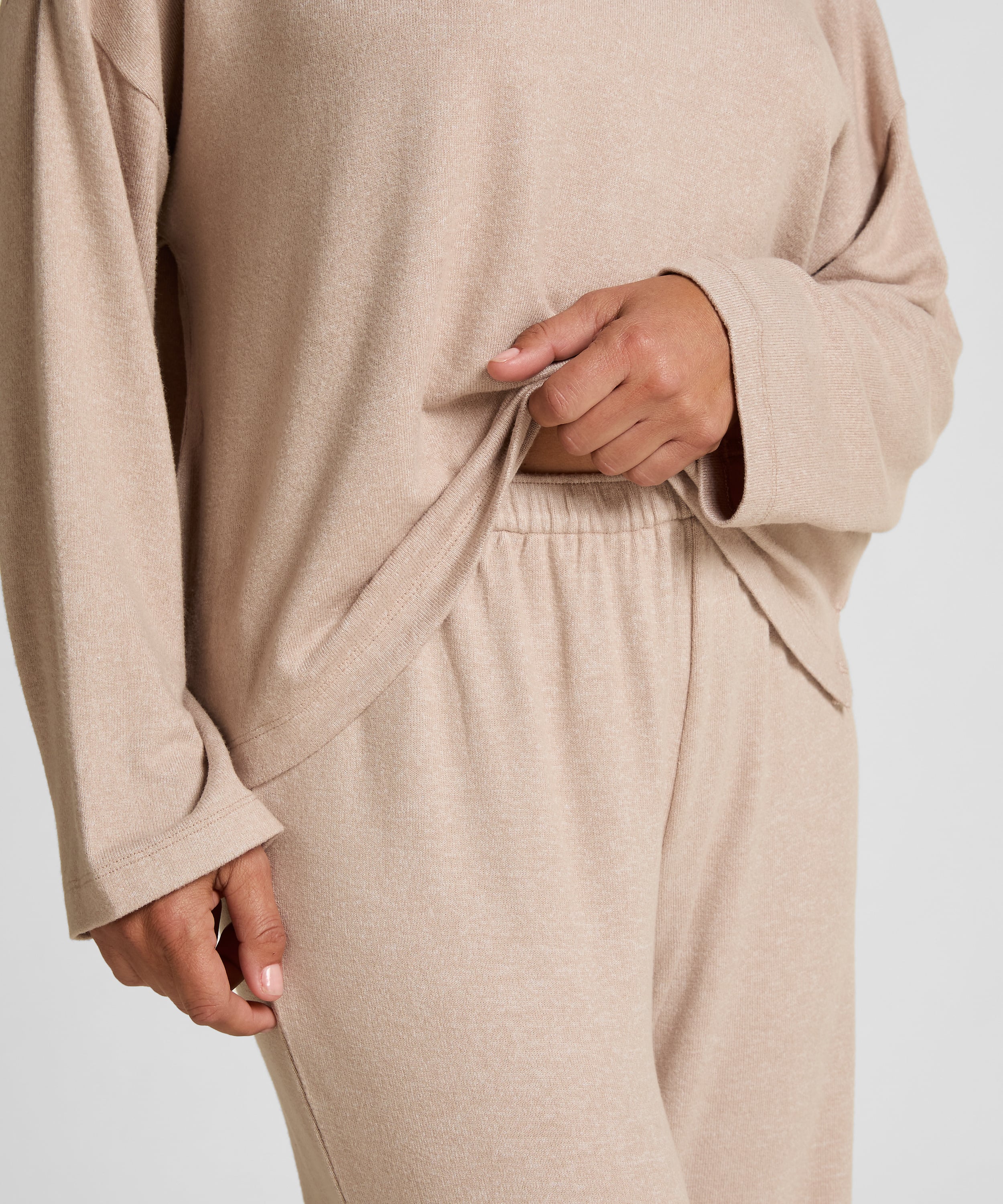 Brushed Jersey Trousers, Beige, main