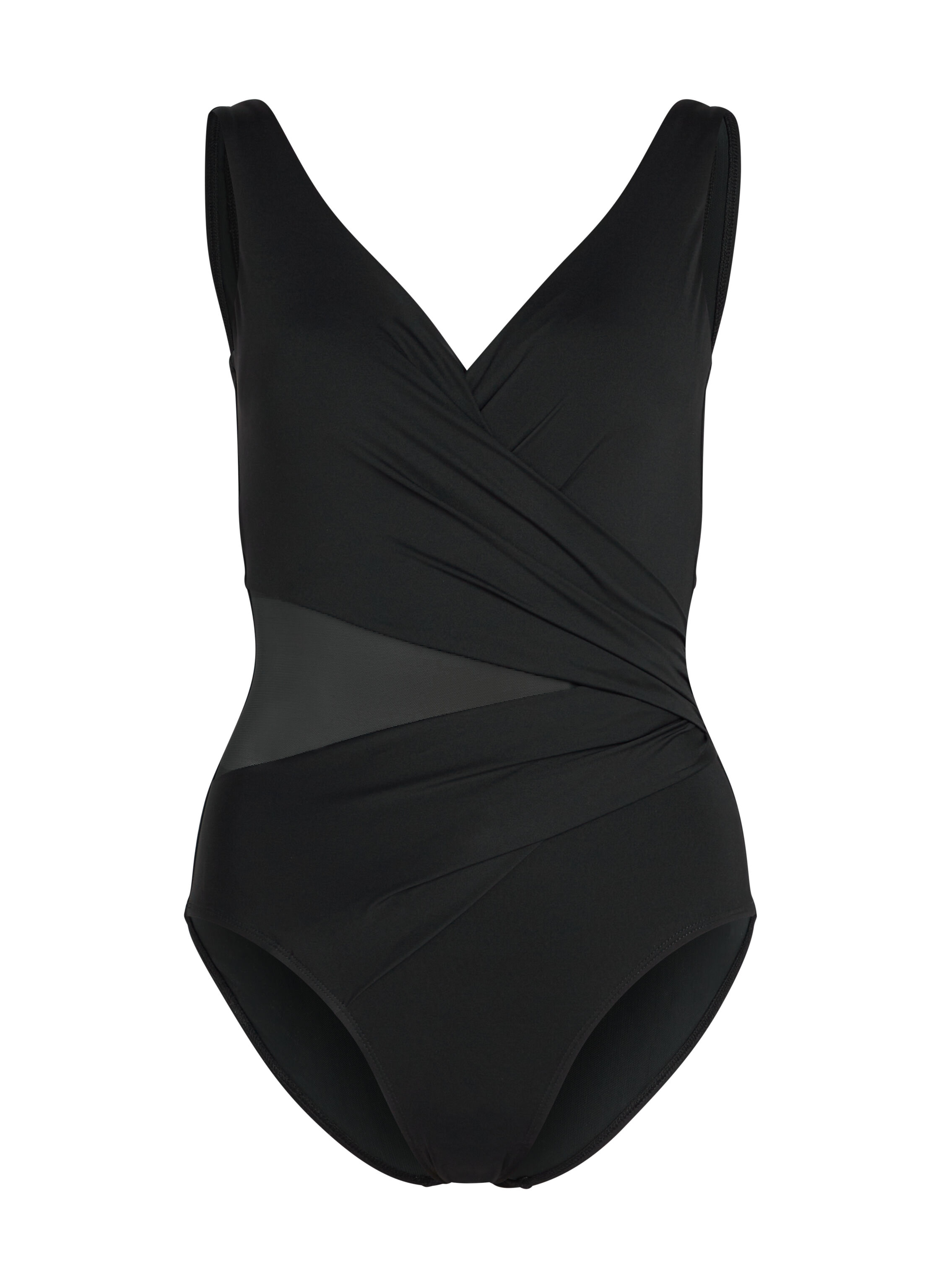 Shaping Shell Mesh Swimsuit, Black