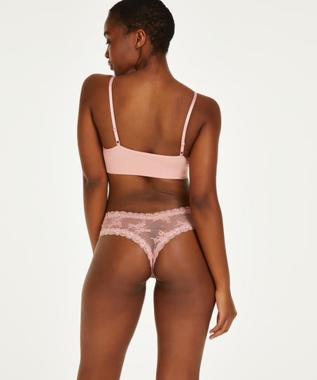 V-shaped Brazilian knickers mesh, Pink