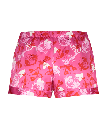 Satin pyjama shorts, Pink