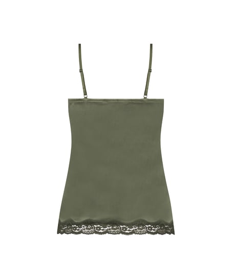 Velours Lace Cami Top, Green