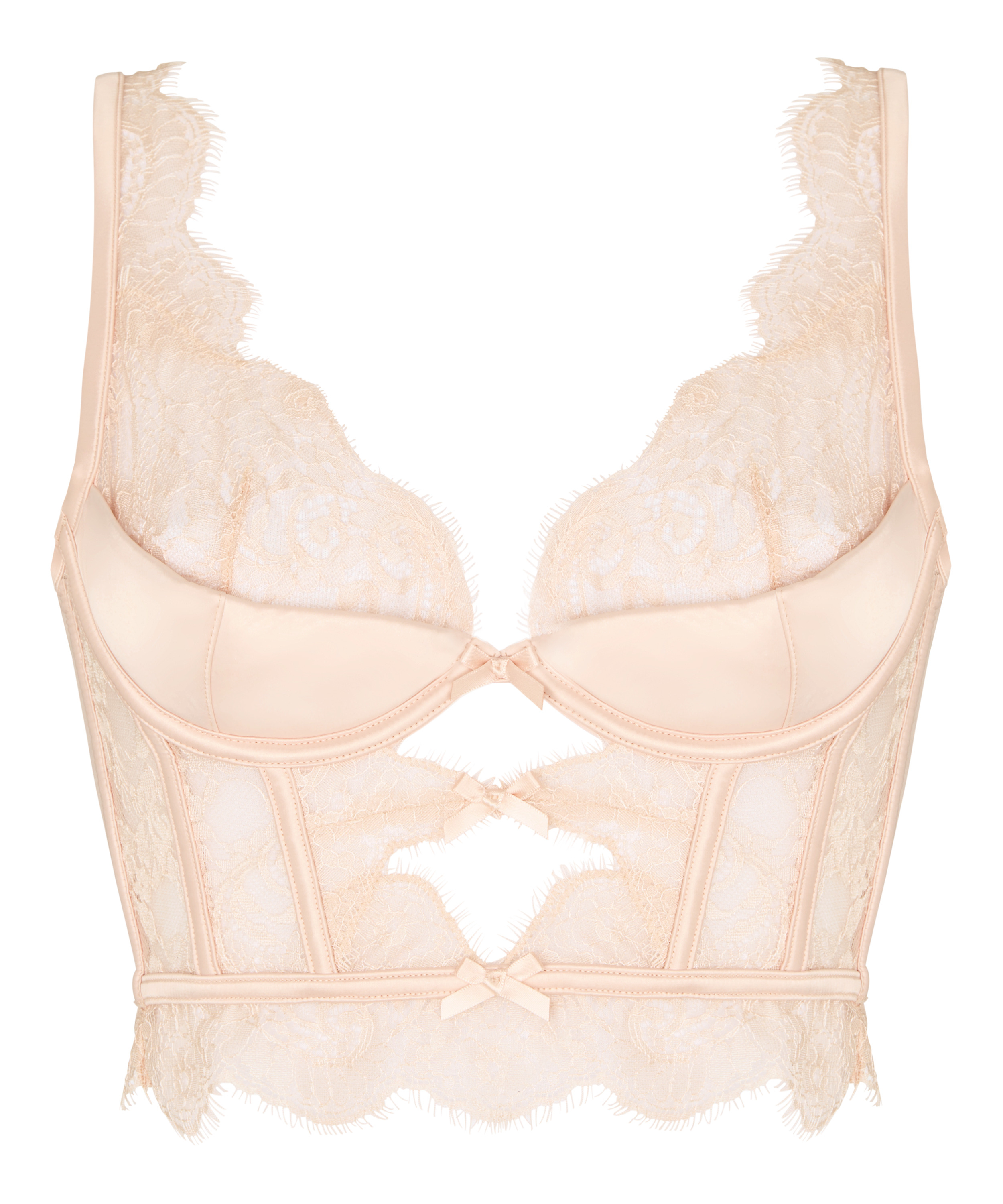 Non-Padded Underwired Longline Bra Sylvia, Beige, main