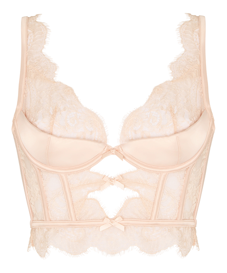 Non-Padded Underwired Longline Bra Sylvia, Beige