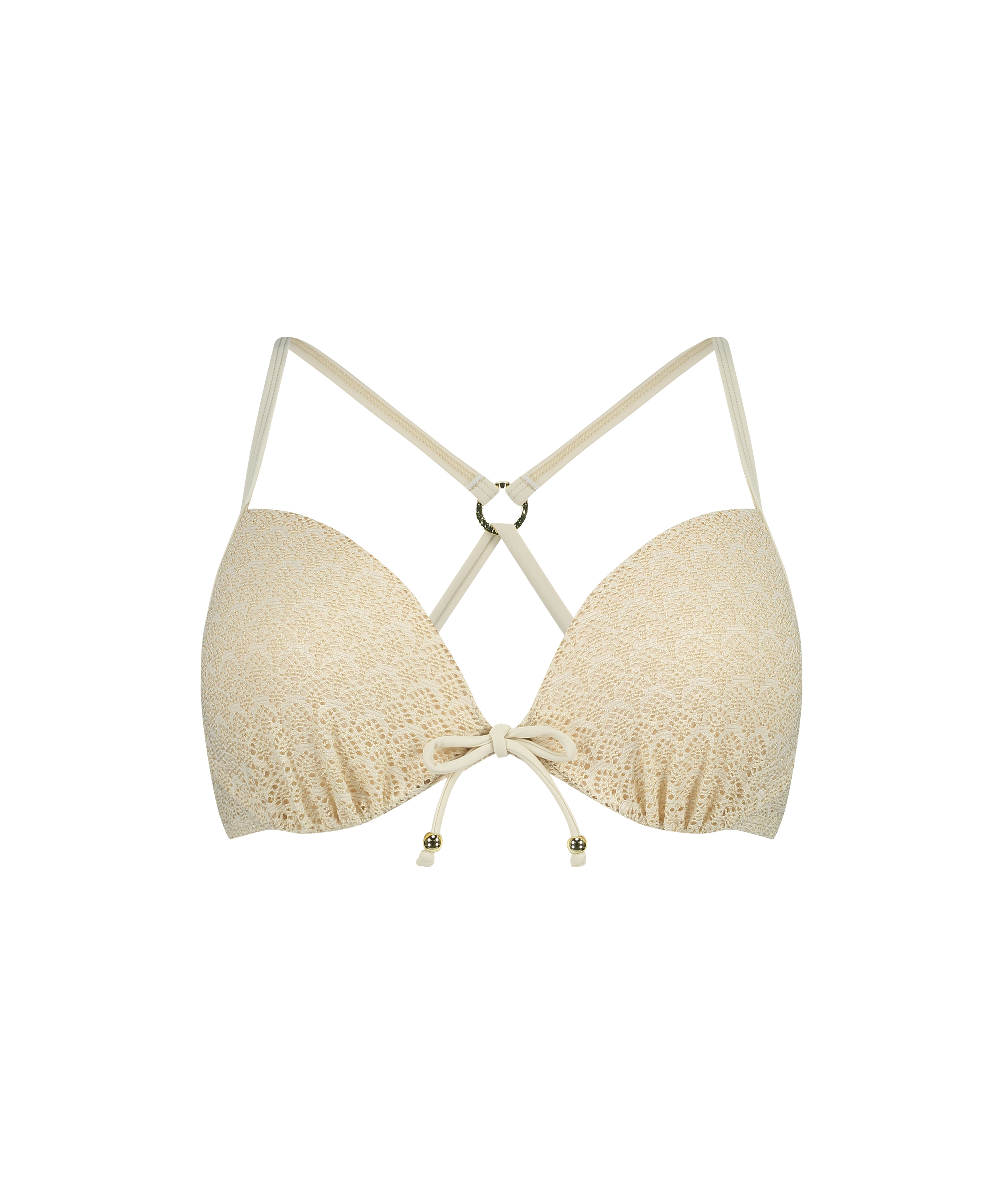 Crochet Bikini push-up Lurex Top, White, main