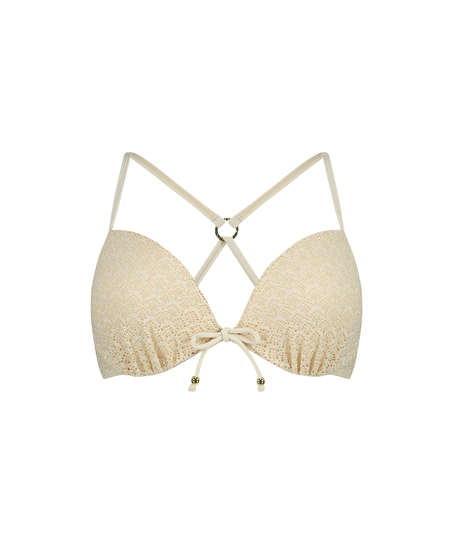 Crochet Bikini push-up Lurex Top, White