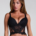 Coco Padded Underwired Longline Push-Up Bra, Black