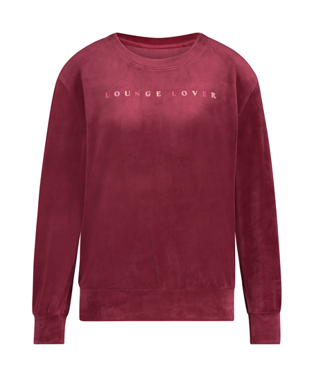Long-sleeved Velours top, Red