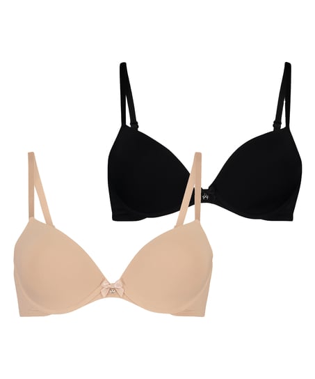 2-Pack Padded Underwired Bra, Beige
