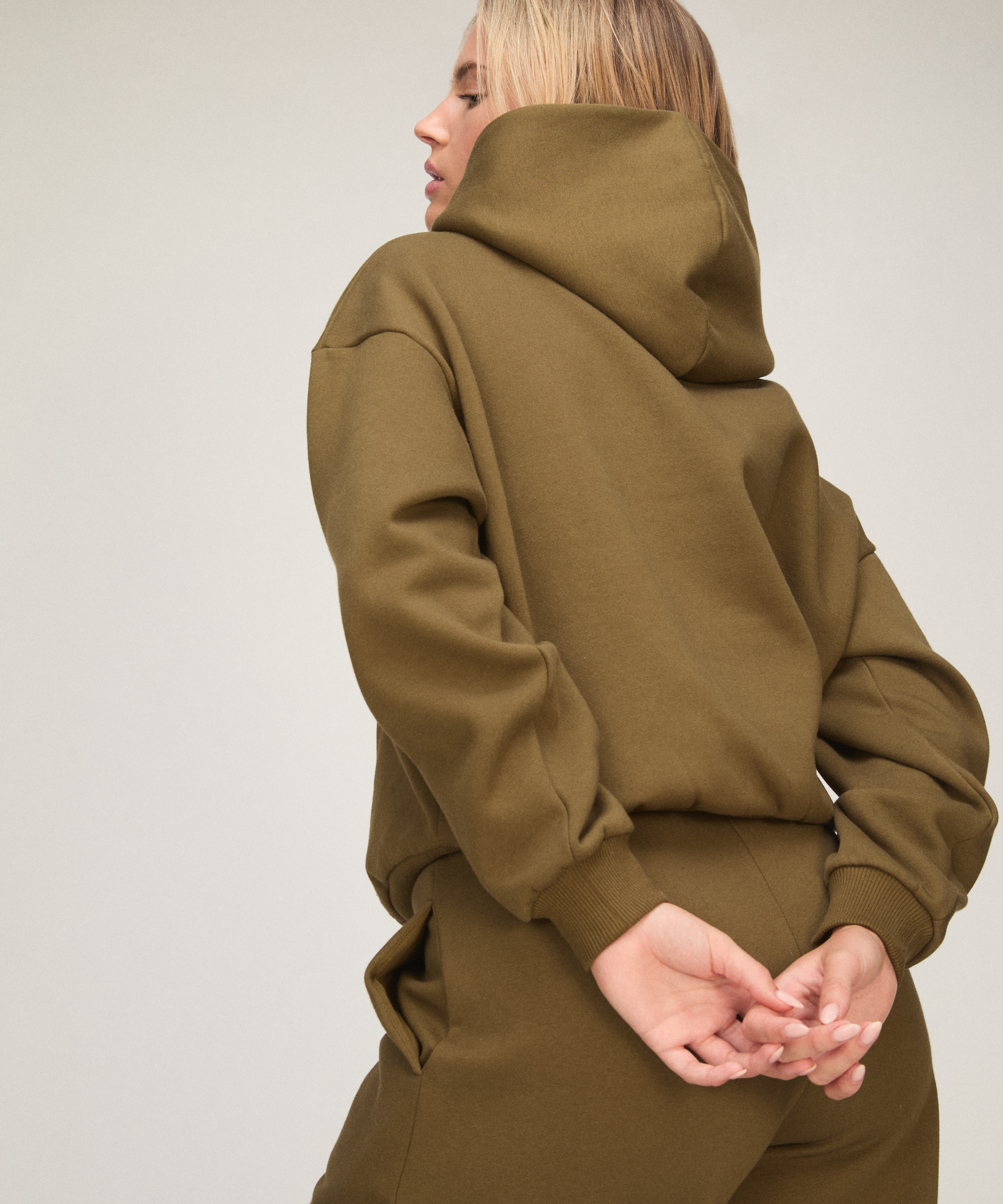 Hoodie brushed sweat, Green, main