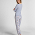 Longsleeved Pyjama Top Henley, Purple