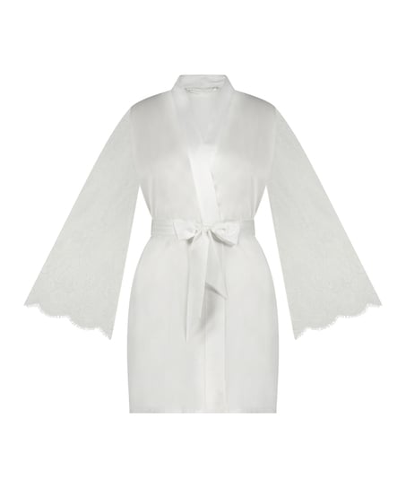 Bride Satin Kimono, White