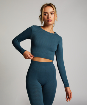 HKMX Seamless Sport Cropped Top, Blue