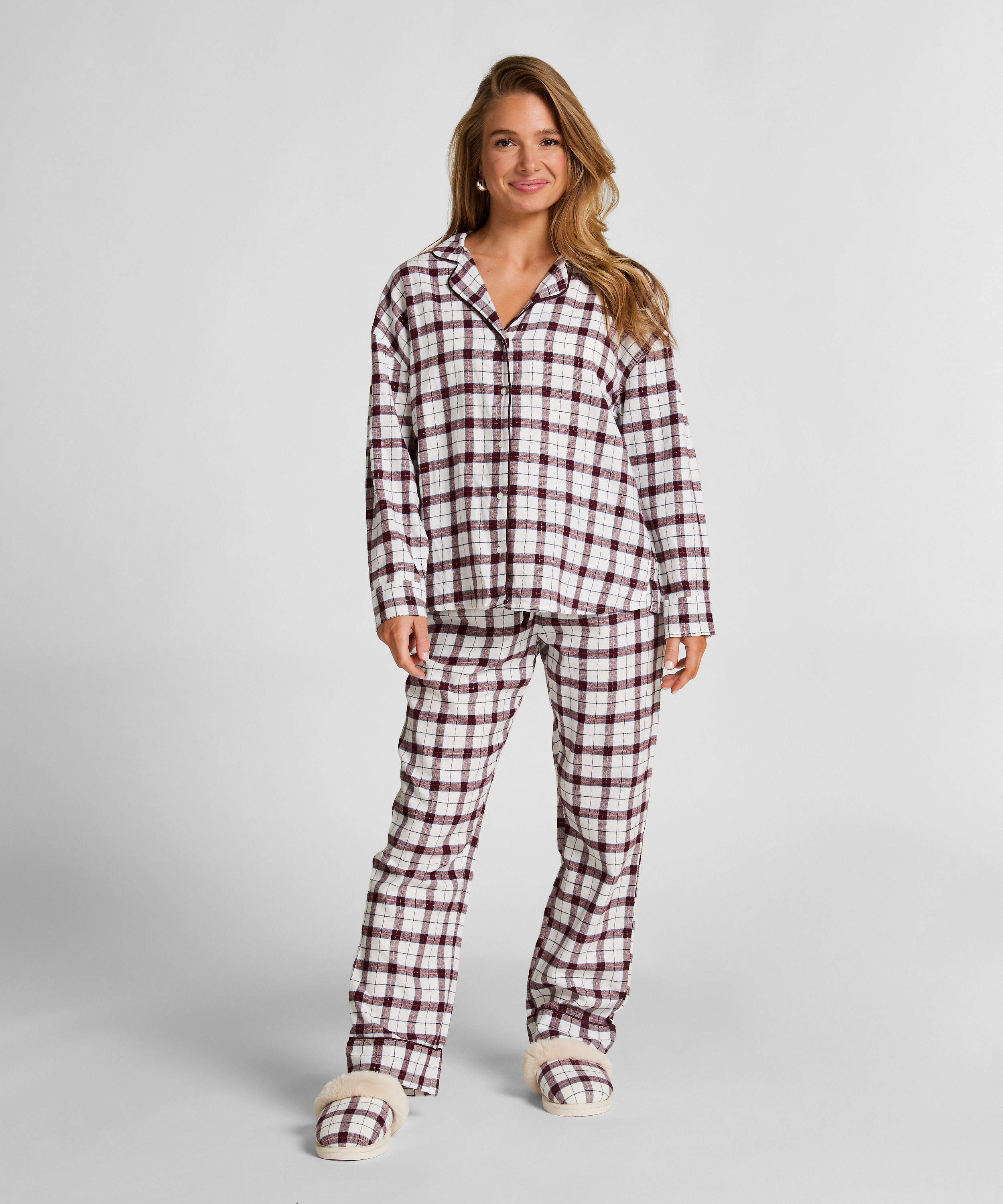 Flannel Pyjama Top, White, main
