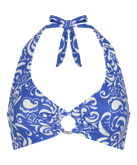 Cancun Halter Crop Top, Blue