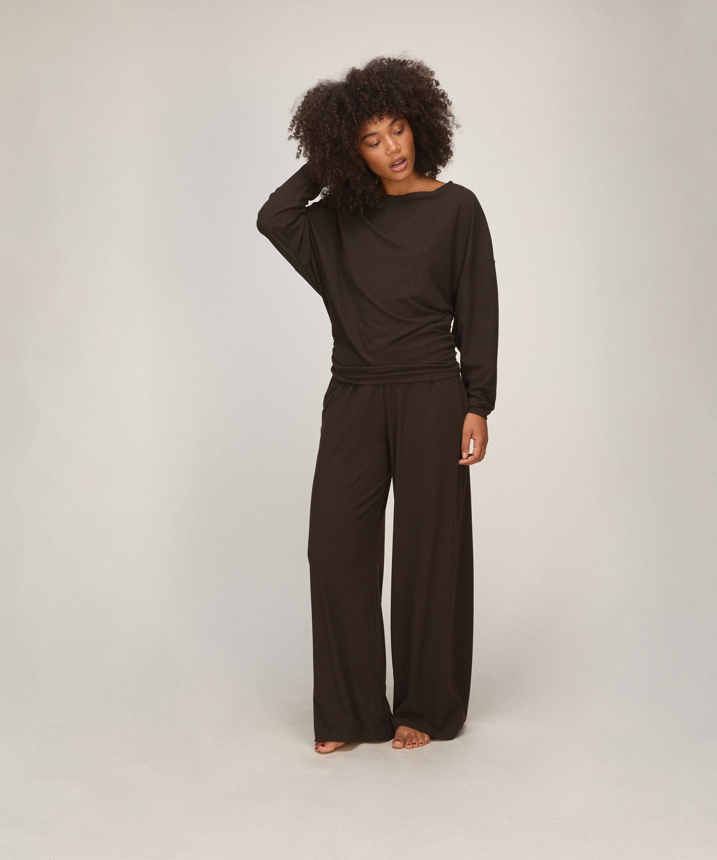 Pant Premium Rib Jersey, Brown, main