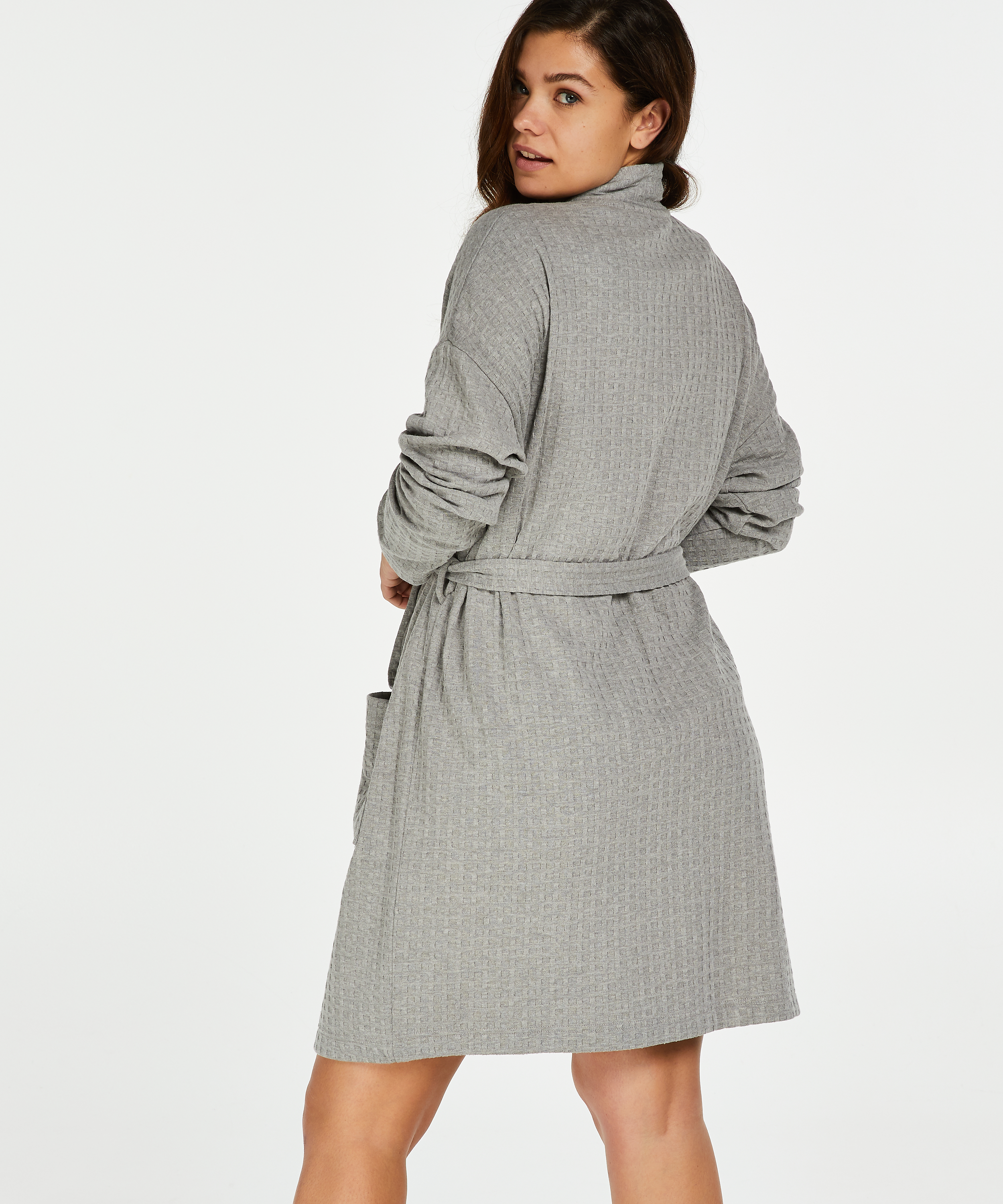 Waffle Bathrobe, Gray, main