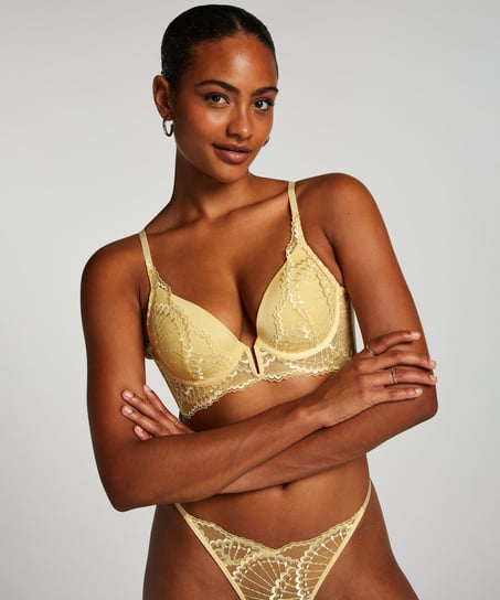 Sali Padded Underwired Longline Bra, Yellow