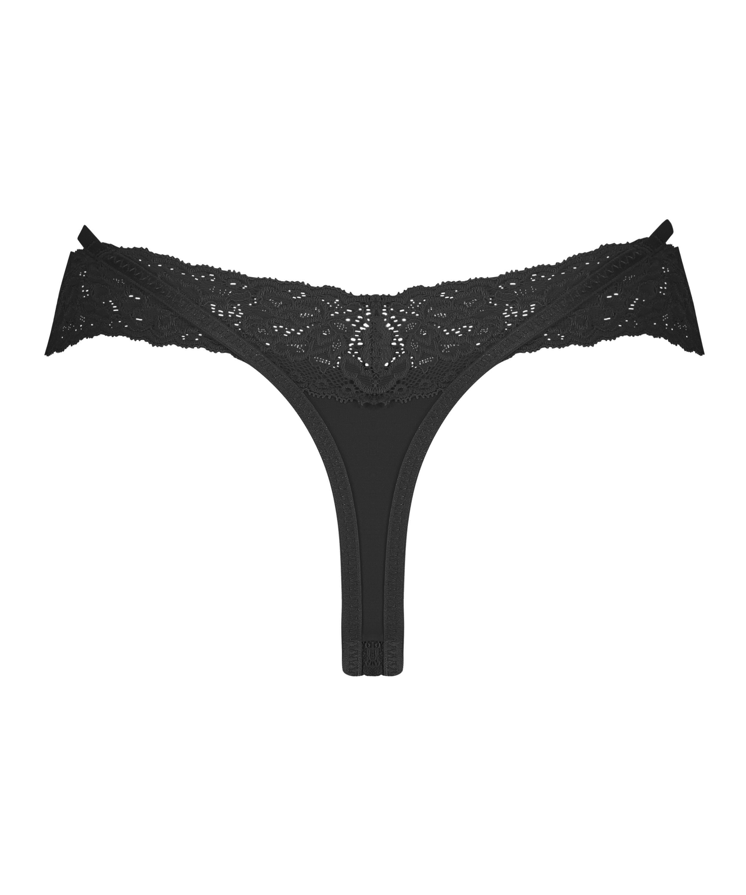 Elliena Extra Low V Thong, Black, main