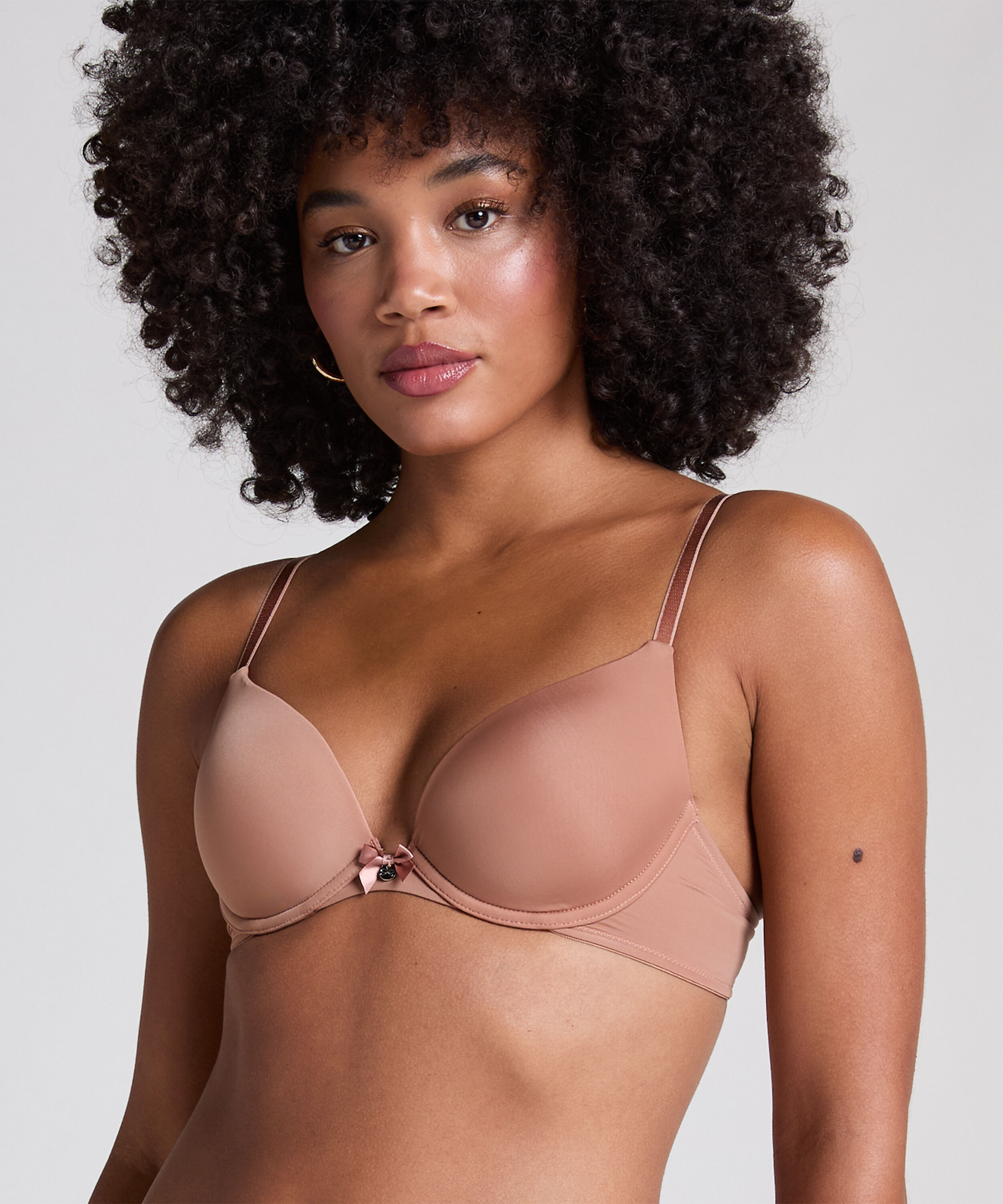 Plunge Padded Underwired Bra, Brown
