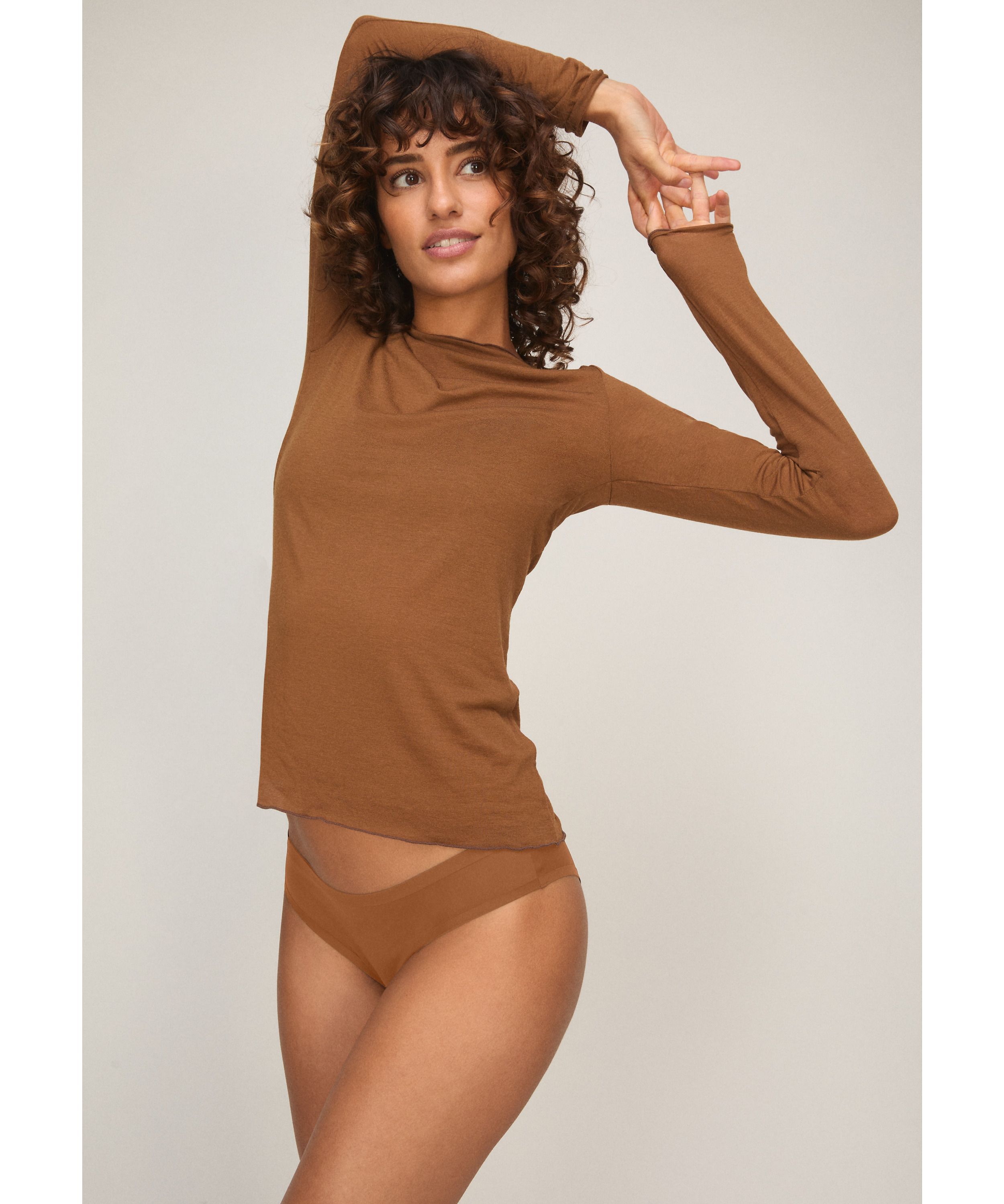 super soft Boatneck shirt with Cashmere, Brown, main