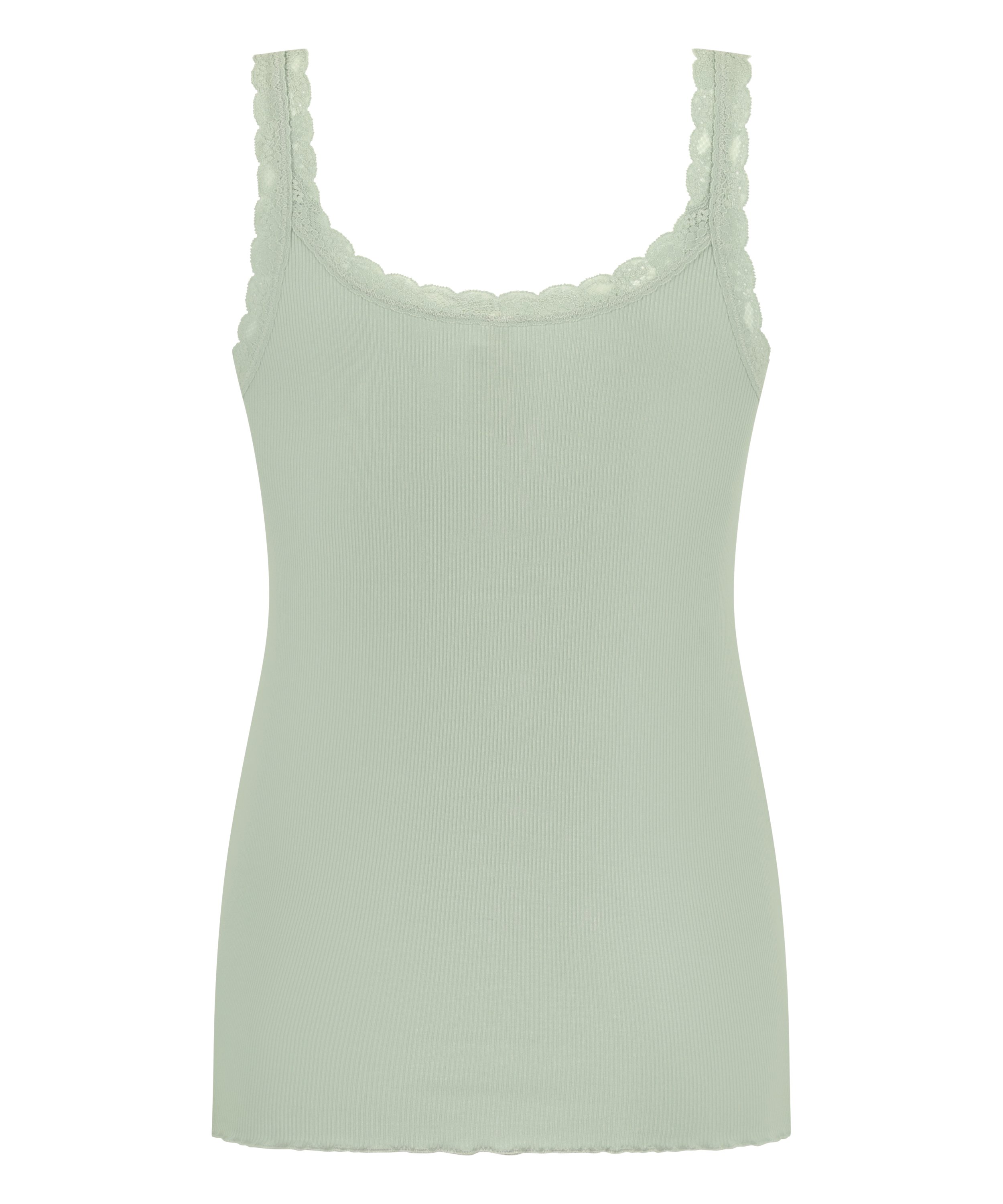 Singlet Rib Jersey Lace, Green, main