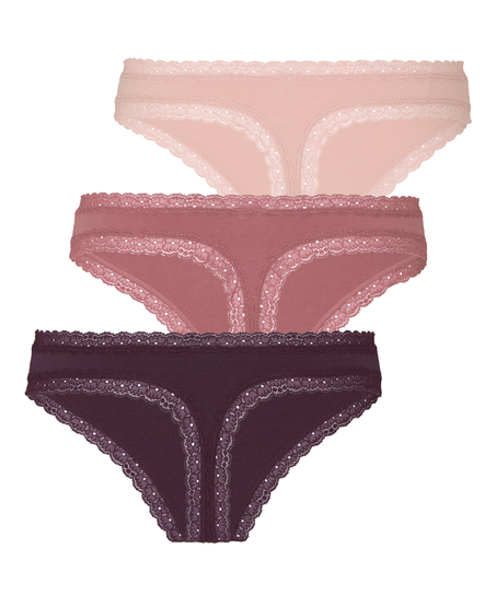 Multipack Cotton Thong, Purple