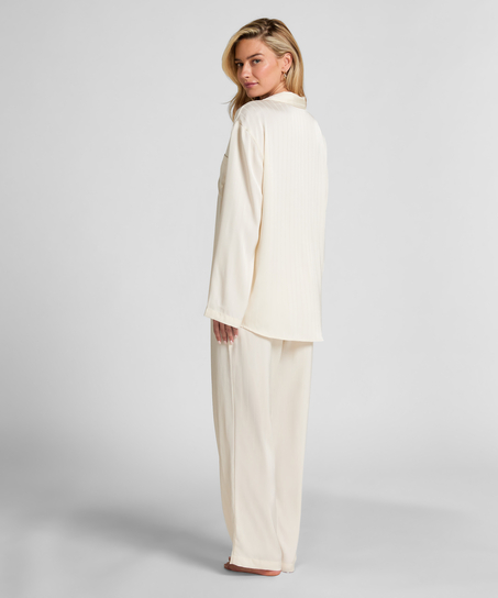 Satin Pinstripe Trousers, White