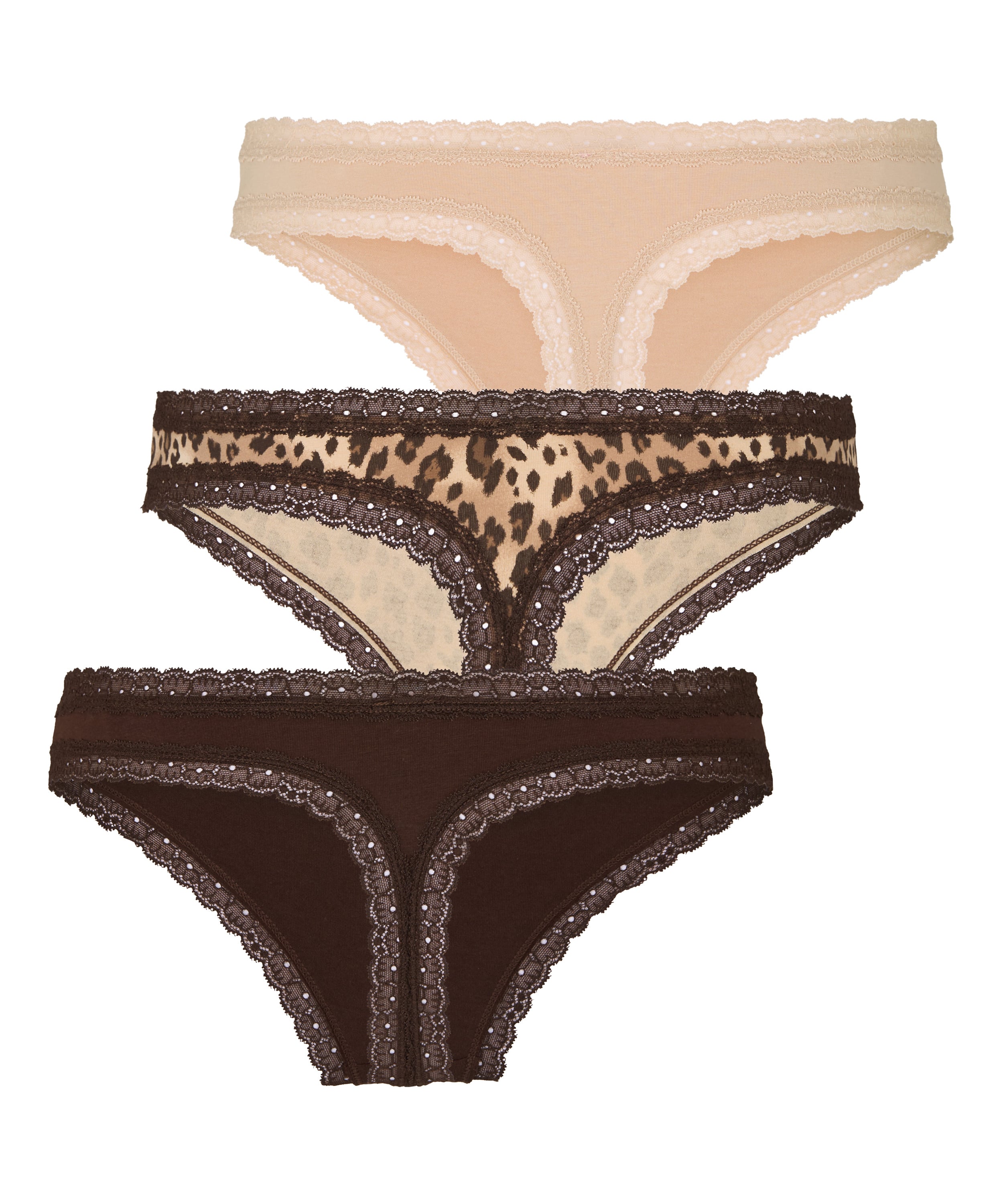 Multipack Cotton Thong, Brown, main