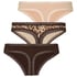 Multipack Cotton Thong, Brown