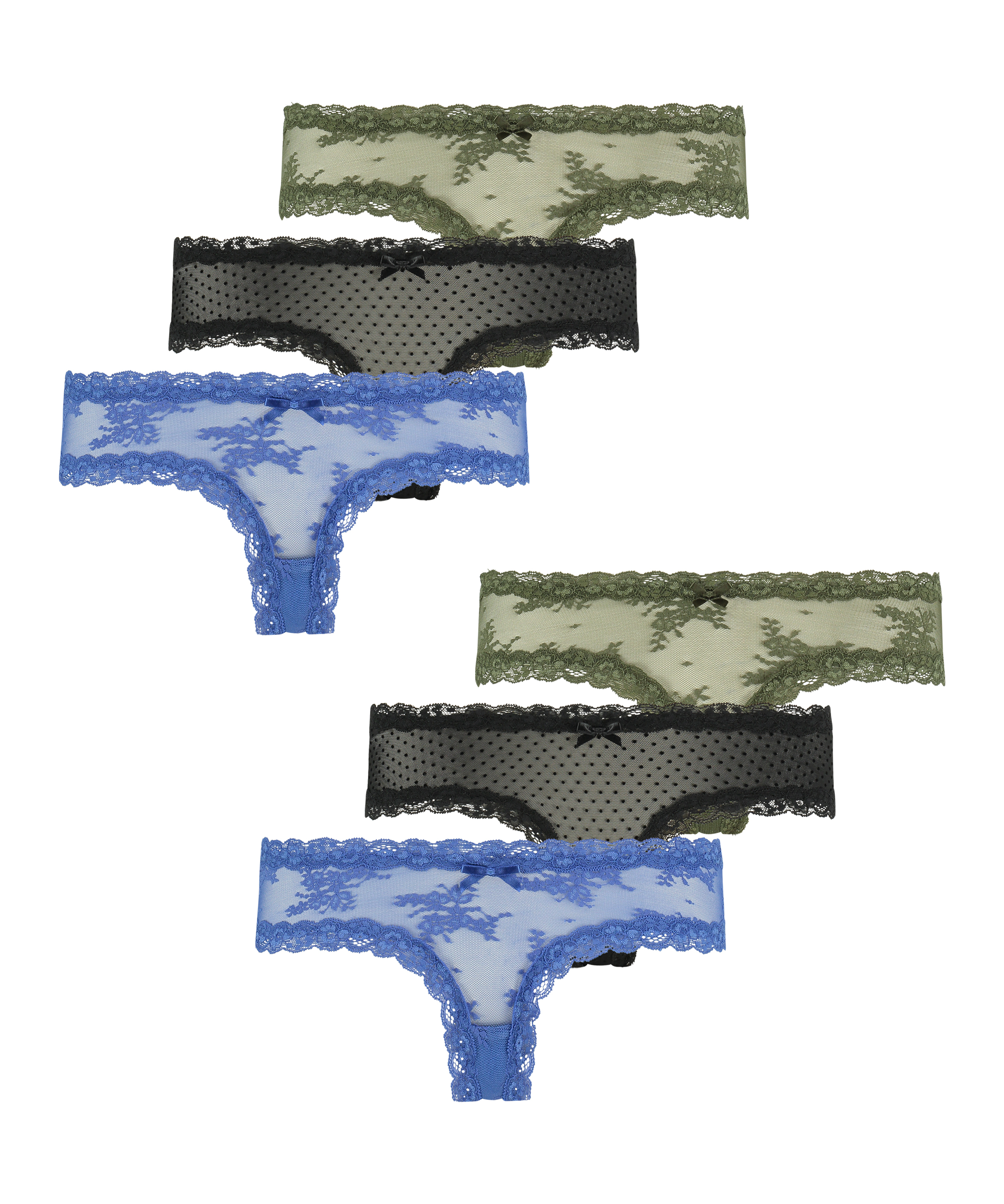 6-pack V-shaped Brazilian knickers mesh, Blue, main