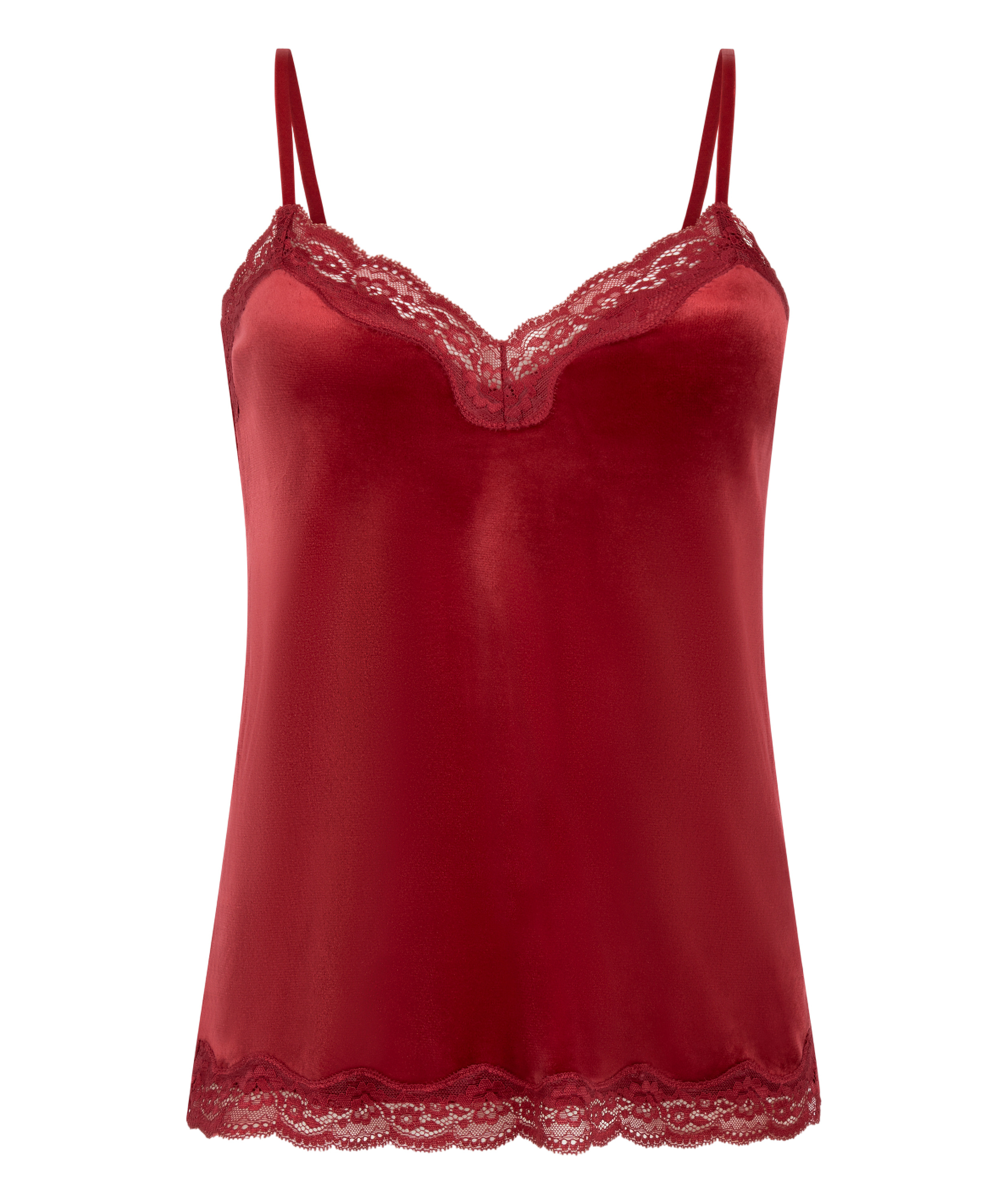 Velours Lace Cami Top, Red, main