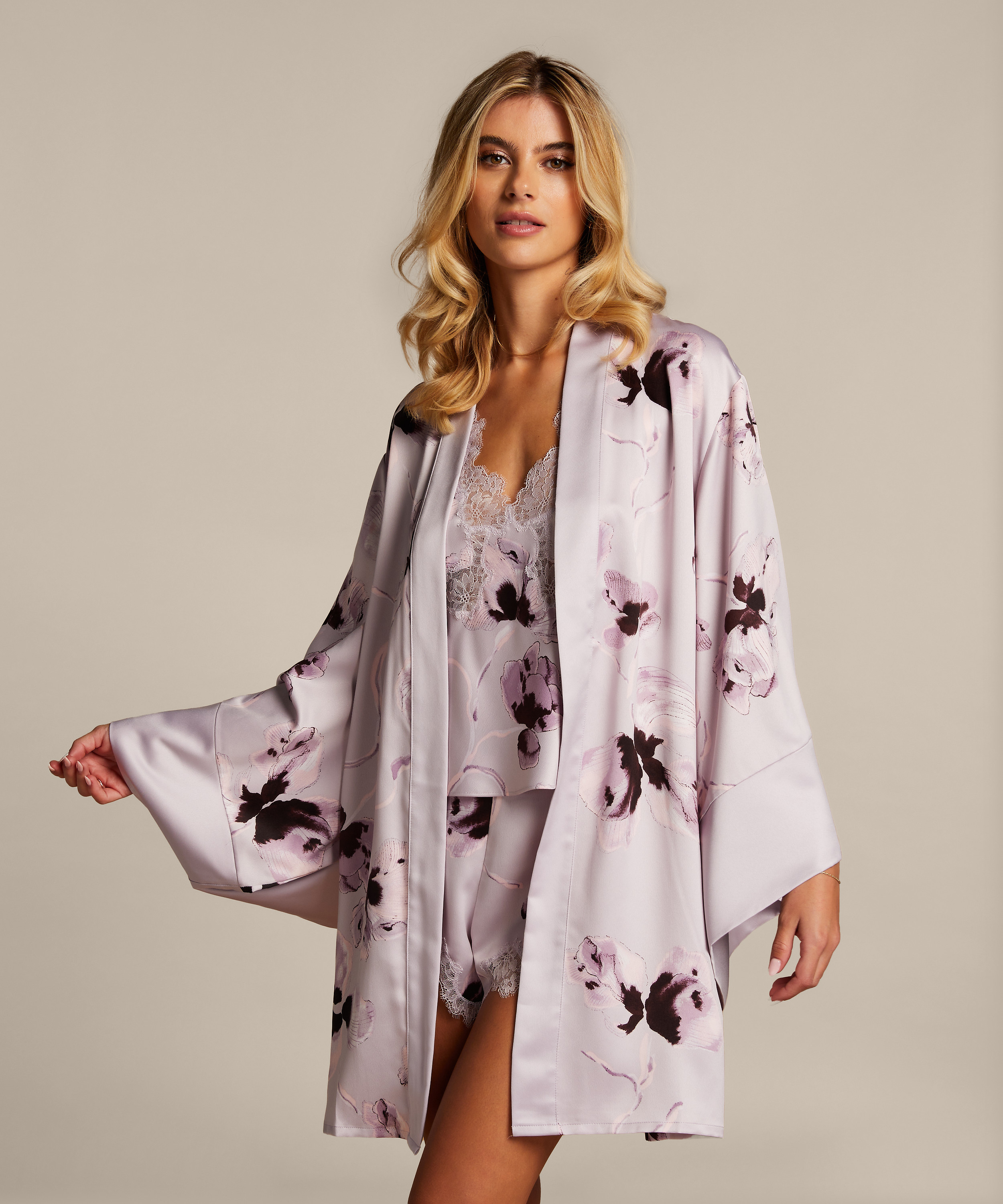 Satin Kimono, Purple, main