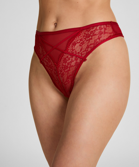 Isabelle High-Waisted Highleg Thong, Red