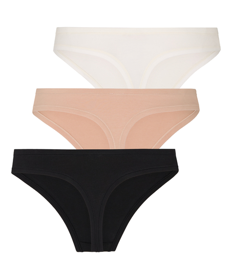 Multipack Cotton Thong, Beige