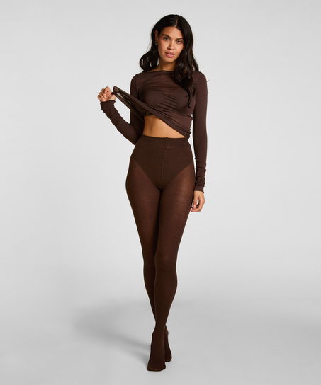 Tight Rib Knit Cashmere Blend, Brown