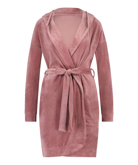 Velours short bathrobe, Purple