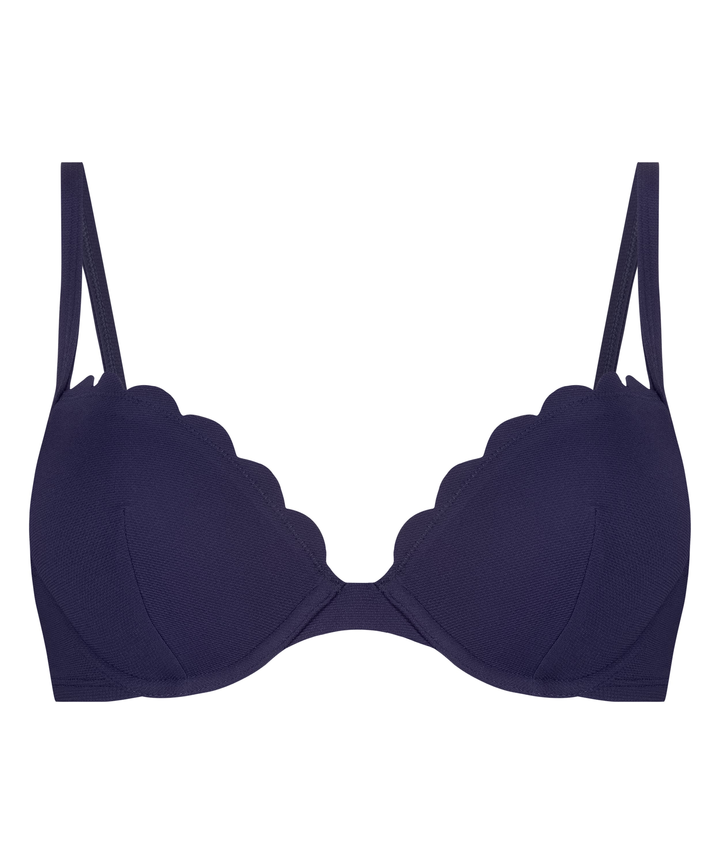 Scallop padded underwired bikini-top, Blue, main