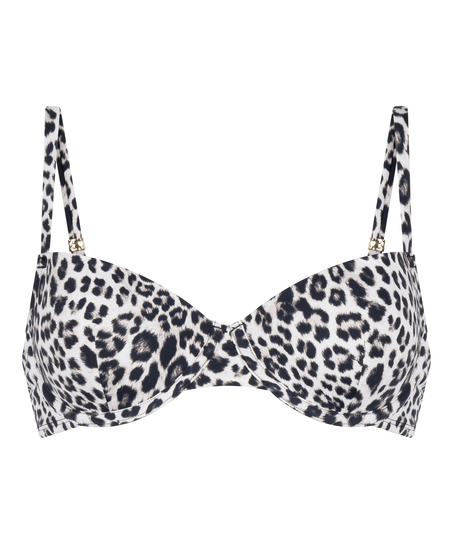 Padded Underwired Bikini Top Leopard, Black