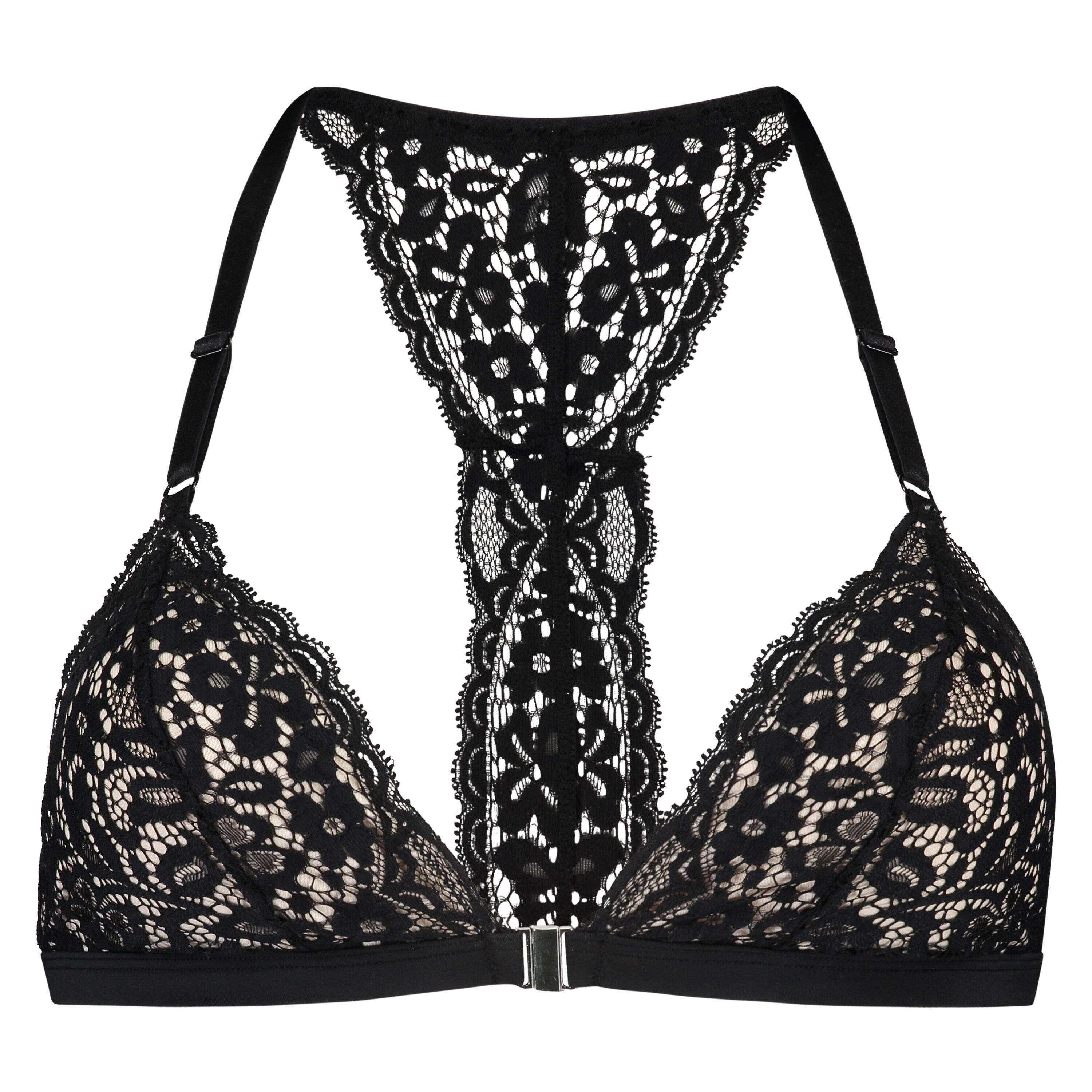 Rose Padded Triangle Bralette, Black