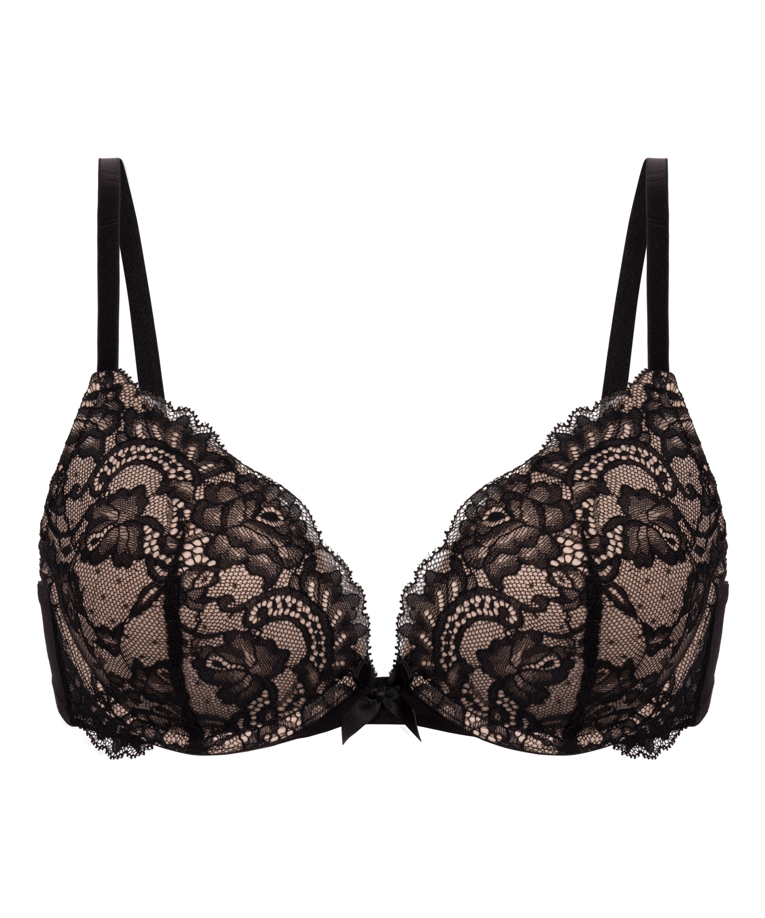 Teddy Padded Push-Up Underwired Bra, Black