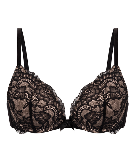 Teddy Padded Push-Up Underwired Bra, Black