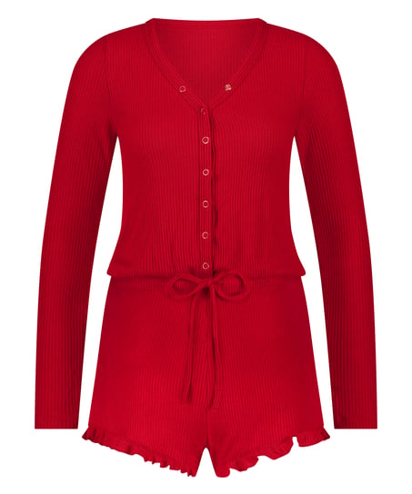 Brushed Short Onesie, Red